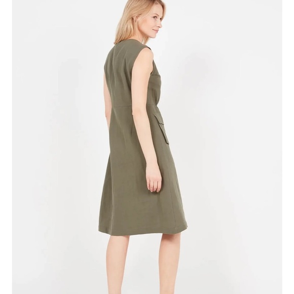 THE KORNER Khaki Midi Button Front Dress - Picture 3 of 13